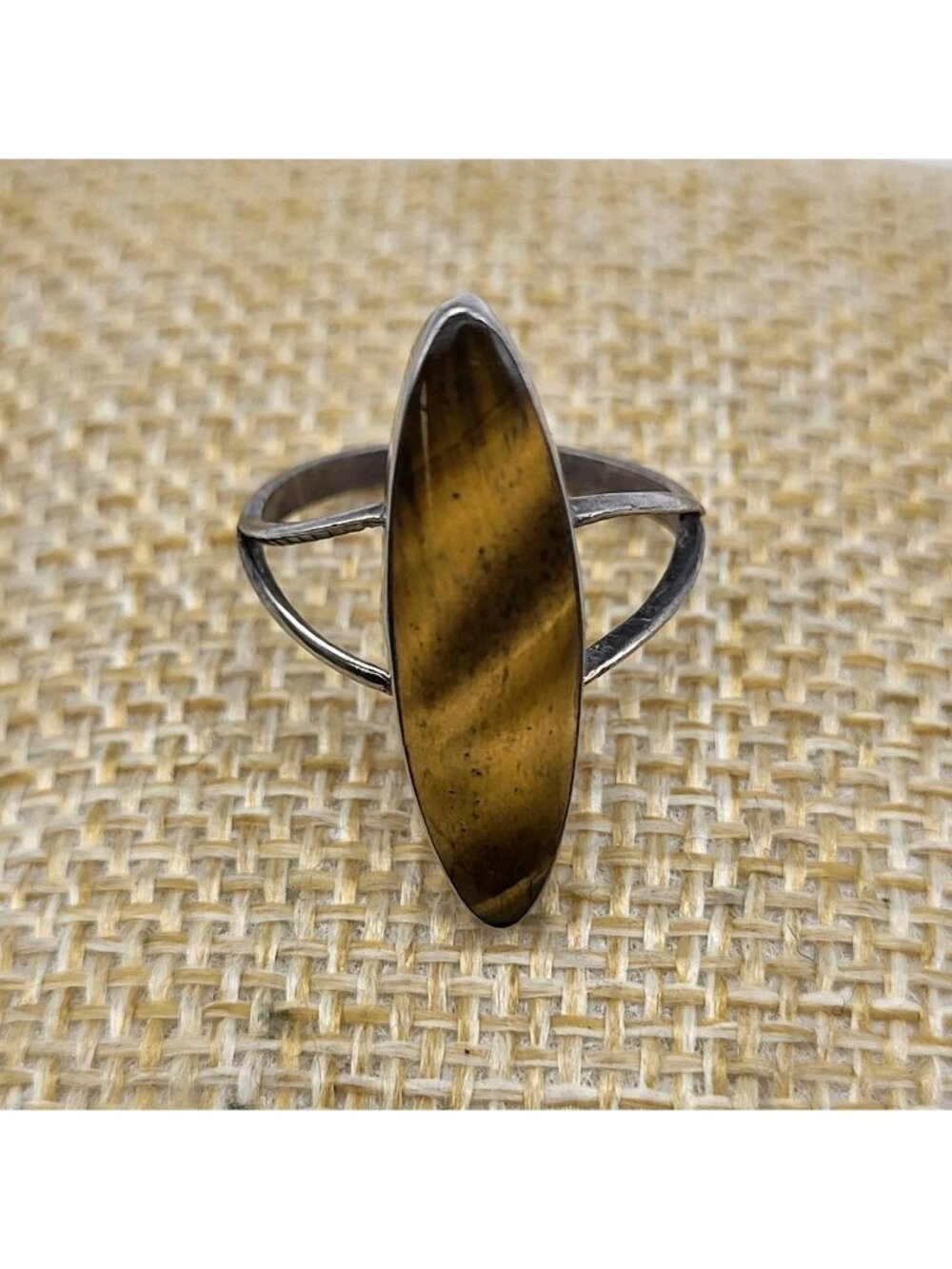 Vintage Mexico Sterling Silver Tigers Eye Pinky Ring sz 5 Festival Boho
